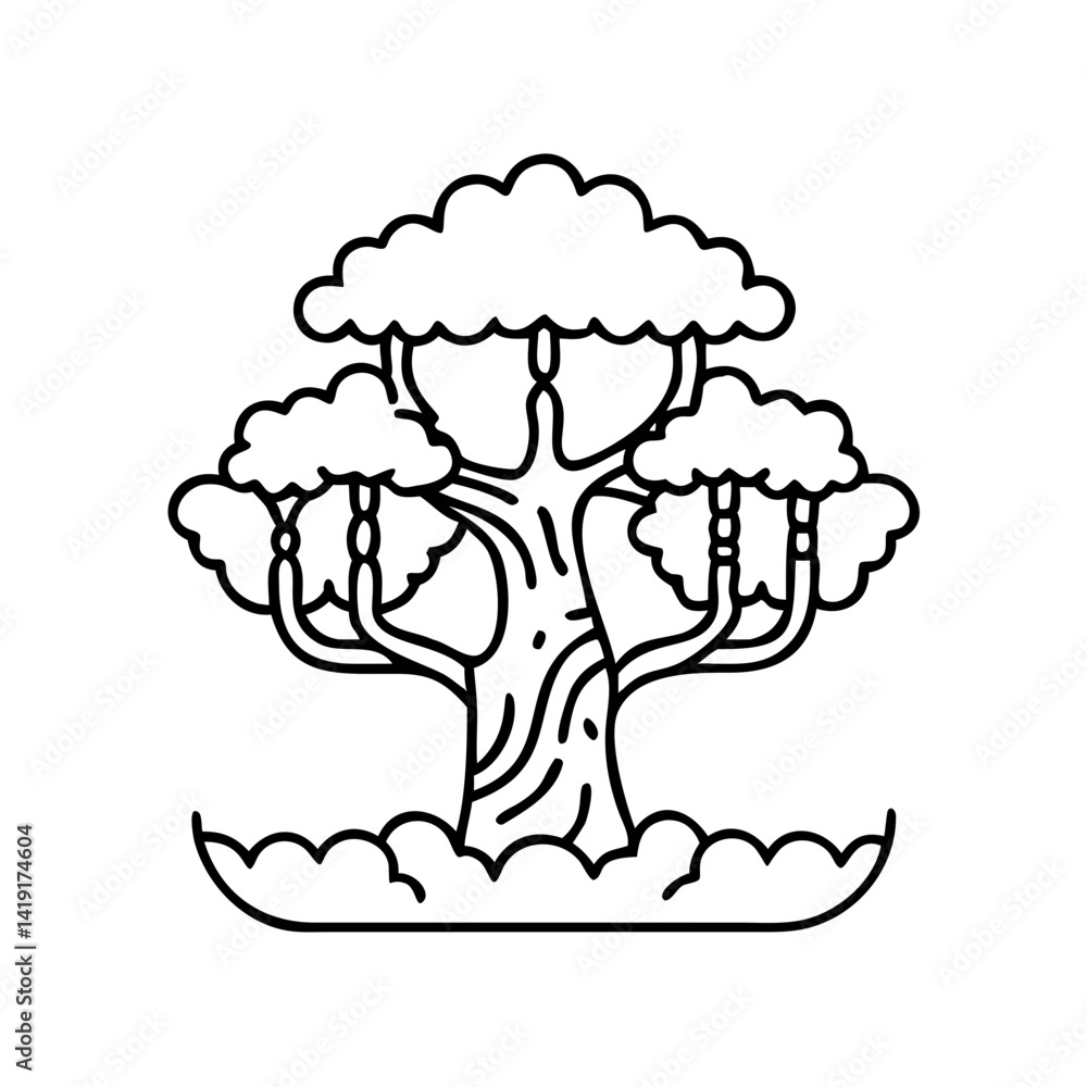 ancient tree icon, ancient tree line art - simple line art of ancient tree, perfect for ancient tree logos and icons ancient tree icon, ancient tree line art - simple line art of ancient tree, perfect for ancient tree logos and icons