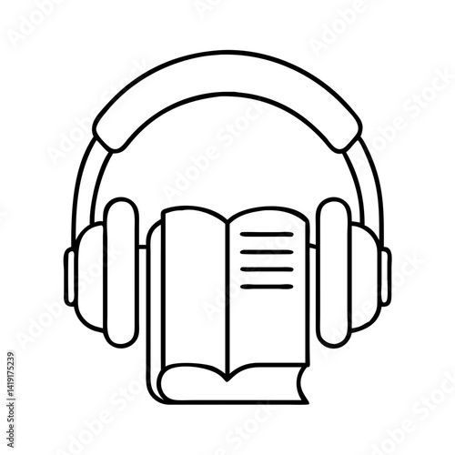 audiobook headphones icon, audiobook headphones line art - simple line art of audiobook headphones, perfect for audiobook headphones logos and icons