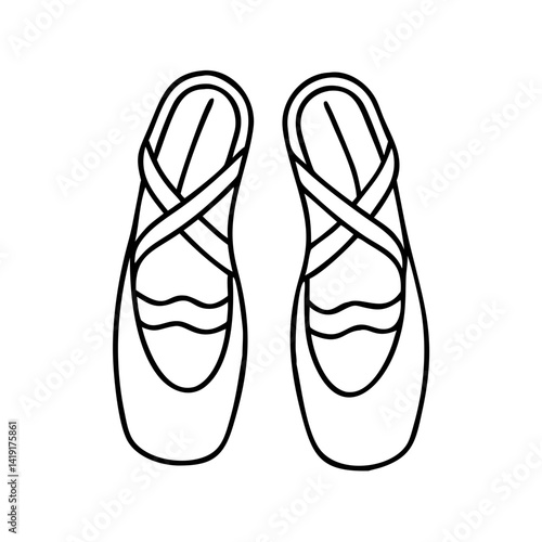 ballet slippers icon, ballet slippers line art - simple line art of ballet slippers, perfect for ballet slippers logos and icons