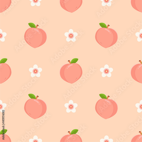 Seamless pattern with peaches for banners, cards, flyers, social media wallpapers, etc.