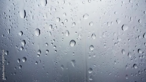 Wallpaper Mural Raindrops clinging to window pane creating an abstract design with varied sizes of water droplets and vertical streaks on gray gradient background Torontodigital.ca