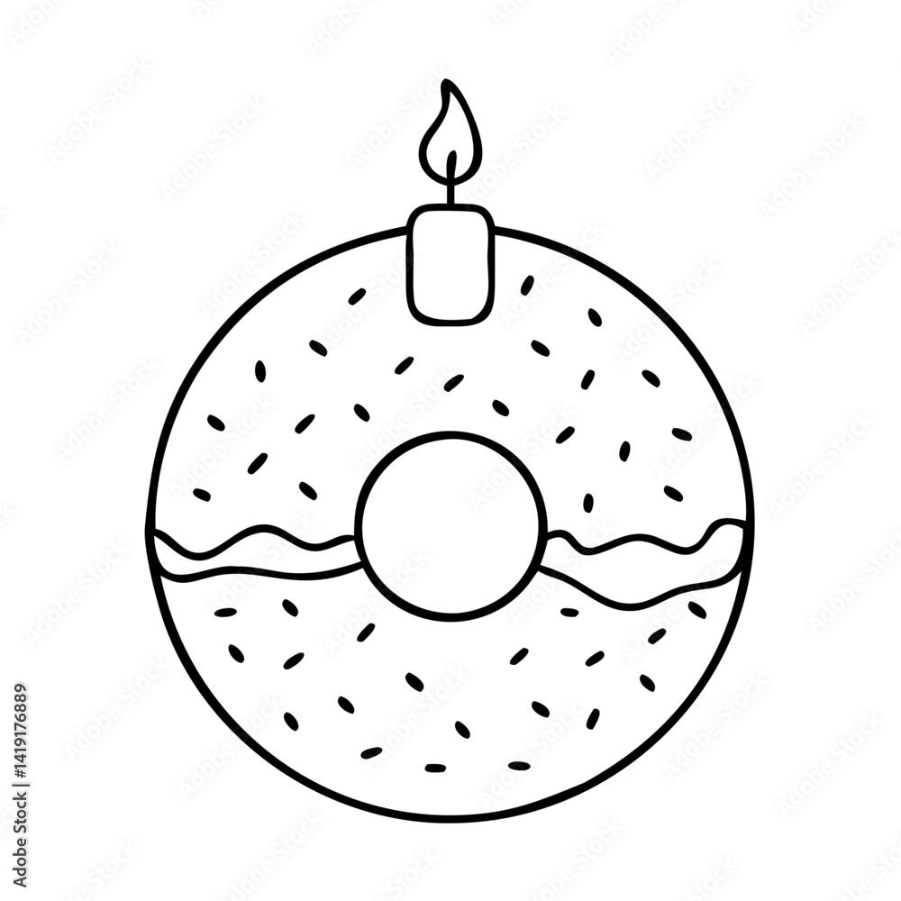 Obraz premium birthday candle in doughnut icon, birthday candle in doughnut line art - simple line art of birthday candle in doughnut, perfect for birthday candle in doughnut logos and icons