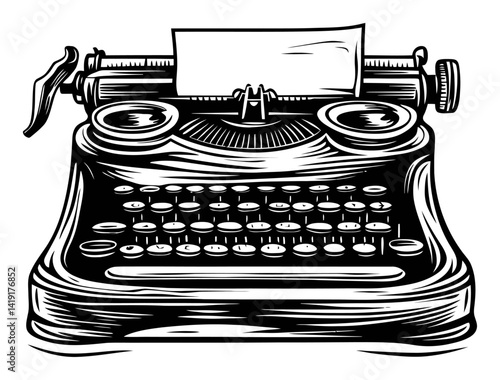 Vintage Typewriter Engraving Design for Creative Projects