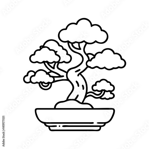 bonsai tree icon, bonsai tree line art - simple line art of bonsai tree, perfect for bonsai tree logos and icons