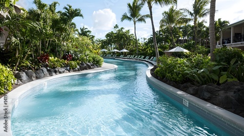 Wallpaper Mural Serene and inviting tropical lazy river winding through a lush verdant landscape at a family friendly holiday resort offering a tranquil and refreshing escape from the everyday Torontodigital.ca