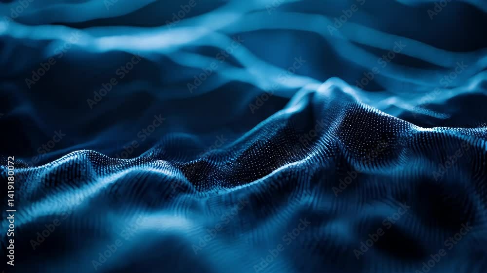 dark digital surface with soft blue waves and light reflection
