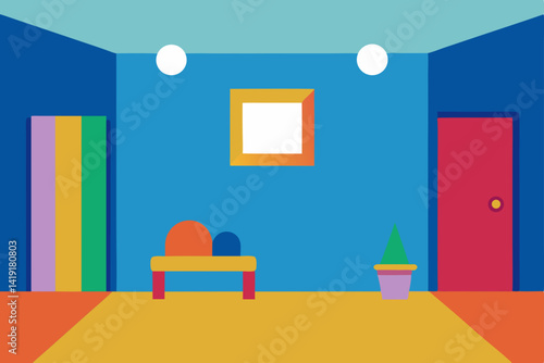 interior of a room with a window