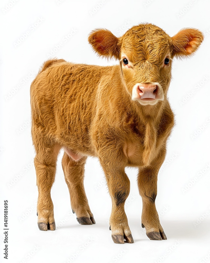 Fototapeta premium Young calf, light brown coat, standing