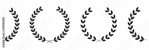 Heraldic wreaths laurel, wheat, and oak silhouettes vector