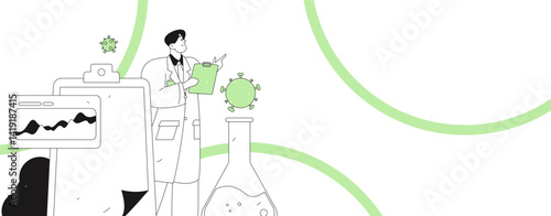 Medical characters fighting the epidemic flat vector concept operation hand drawn illustration
