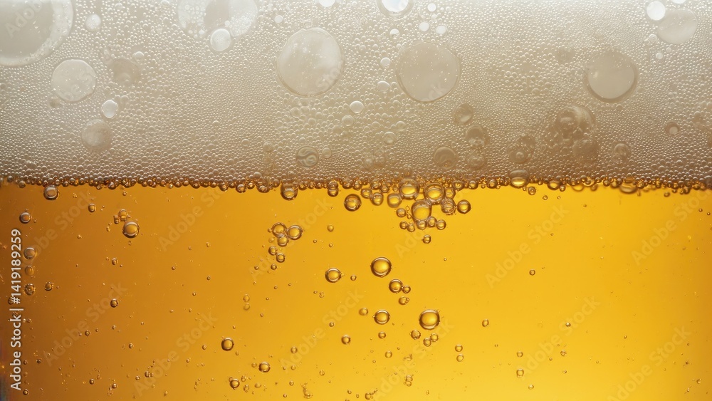 Golden Brew: Close-up view of a refreshing, bubbly beverage, perfect for advertisements of drink-related business. Golden Brew: Close-up view of a refreshing, bubbly beverage, perfect for advertisements of drink-related business.