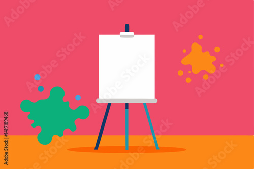 wooden easel with blank canvas