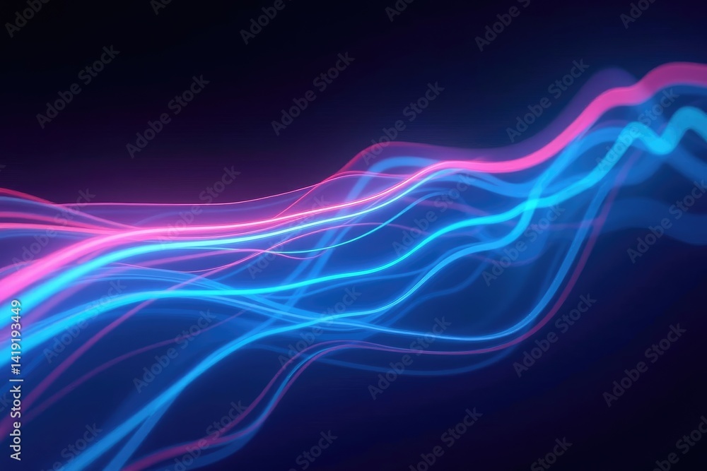Abstract Neon Light Trails with Curved Flowing Lines and Vibrant Blue and Pink Colors Abstract Neon Light Trails with Curved Flowing Lines and Vibrant Blue and Pink Colors
