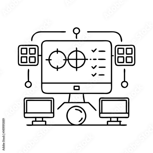 command center icon, command center line art - simple line art of command center, perfect for command center logos and icons