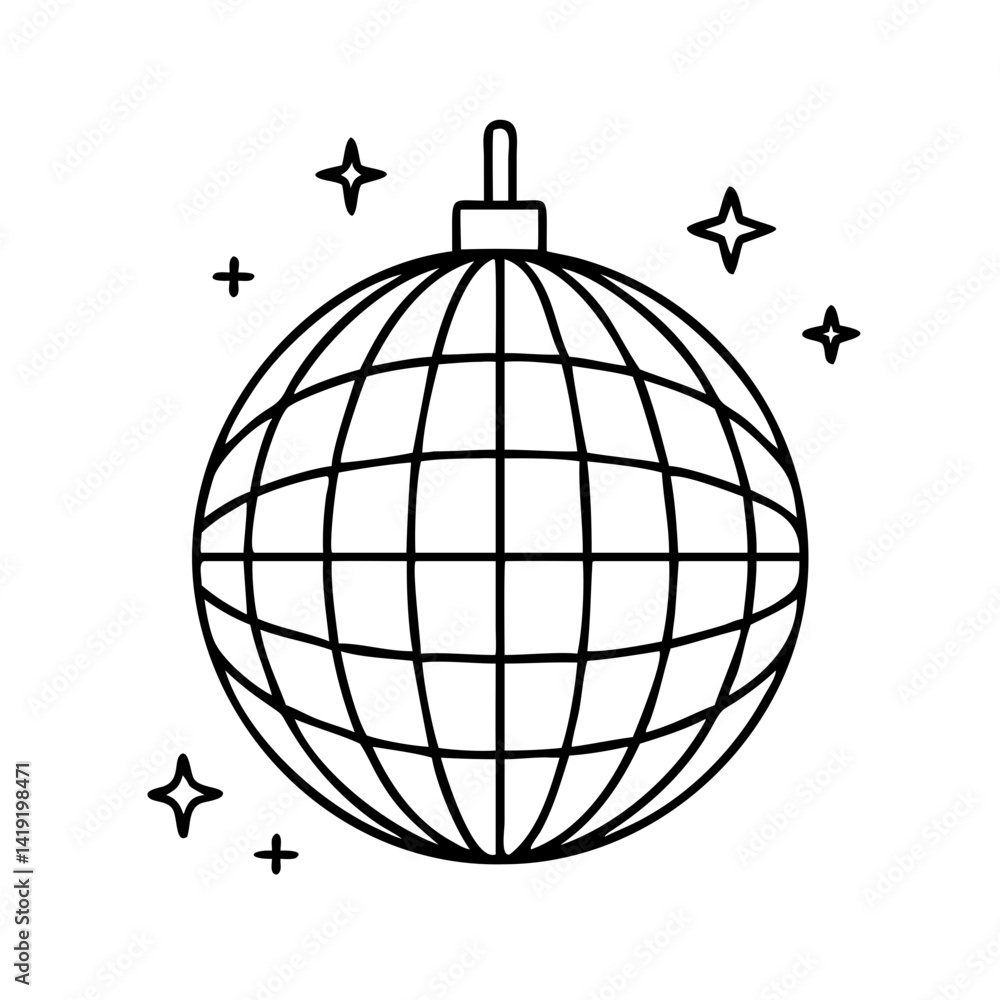 disco ball icon, disco ball line art - simple line art of disco ball, perfect for disco ball logos and icons disco ball icon, disco ball line art - simple line art of disco ball, perfect for disco ball logos and icons