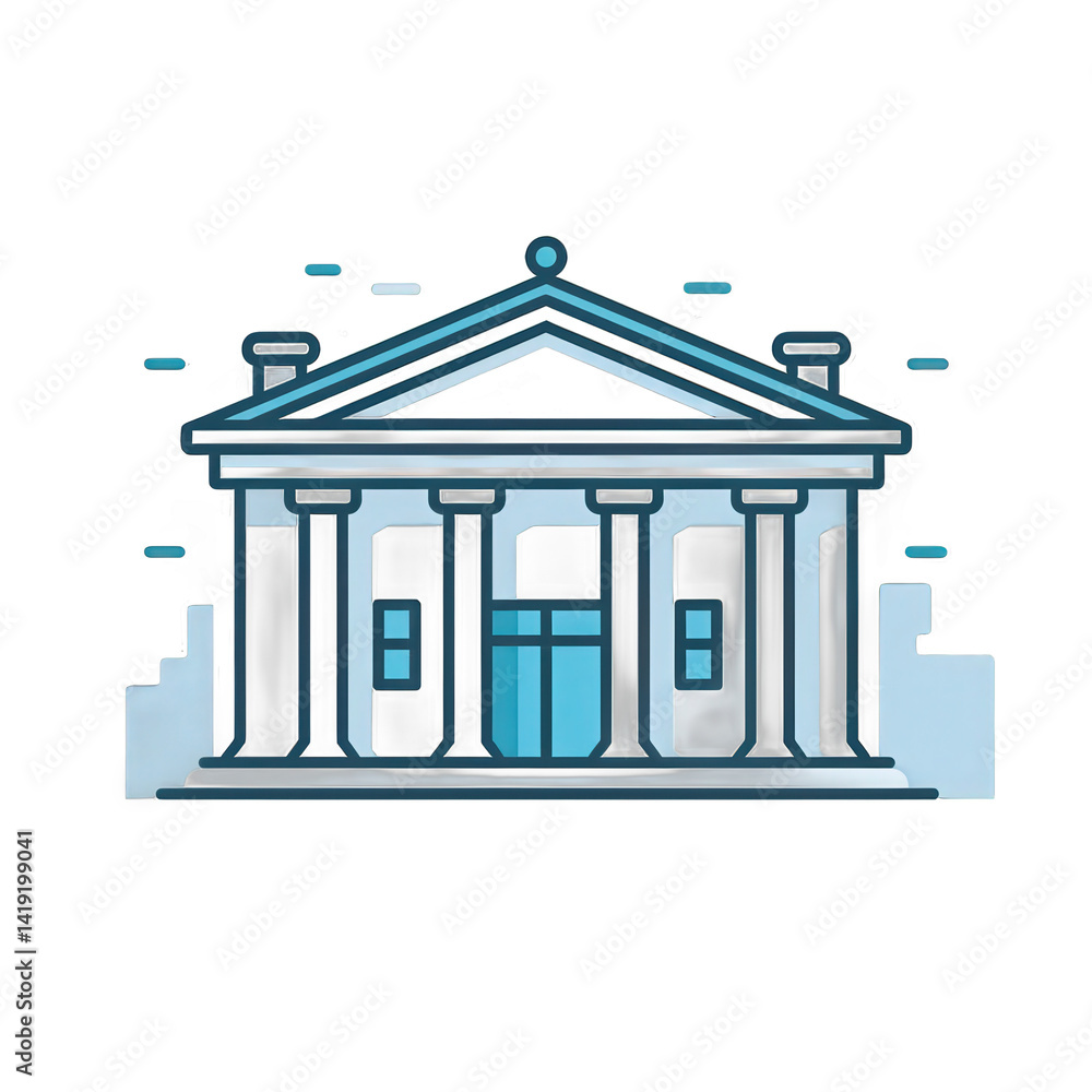 A stylized illustration of a historic building with columns, showcasing architectural grandeur against a minimalist background, suitable for educational use , isolated on white or transparent png A stylized illustration of a historic building with columns, showcasing architectural grandeur against a minimalist background, suitable for educational use , isolated on white or transparent png