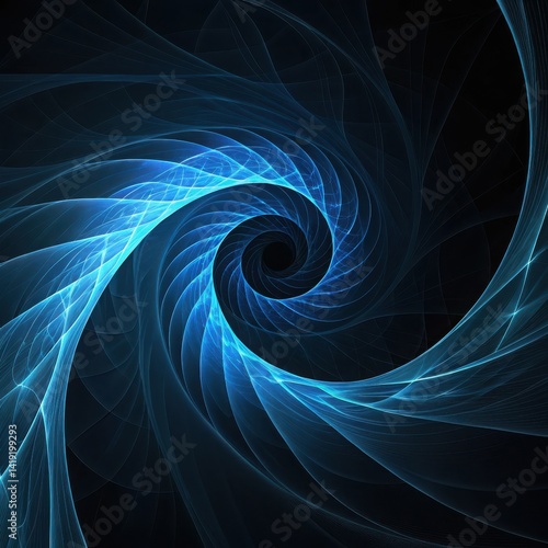 Blue Fractal Spiral with Radiant Light Energy Pattern