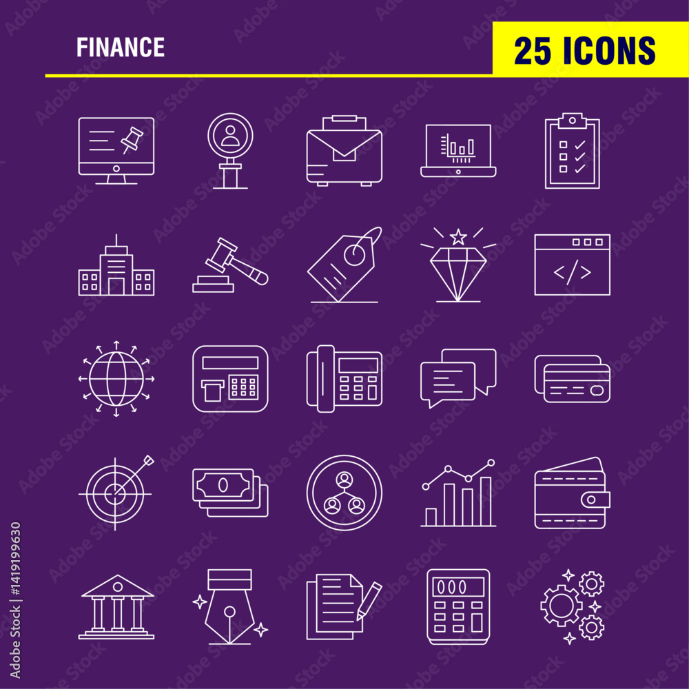 Finance Line Icons Set – Vector Pack for Infographics, Mobile UI, and UX Design Kits Finance Line Icons Set – Vector Pack for Infographics, Mobile UI, and UX Design Kits