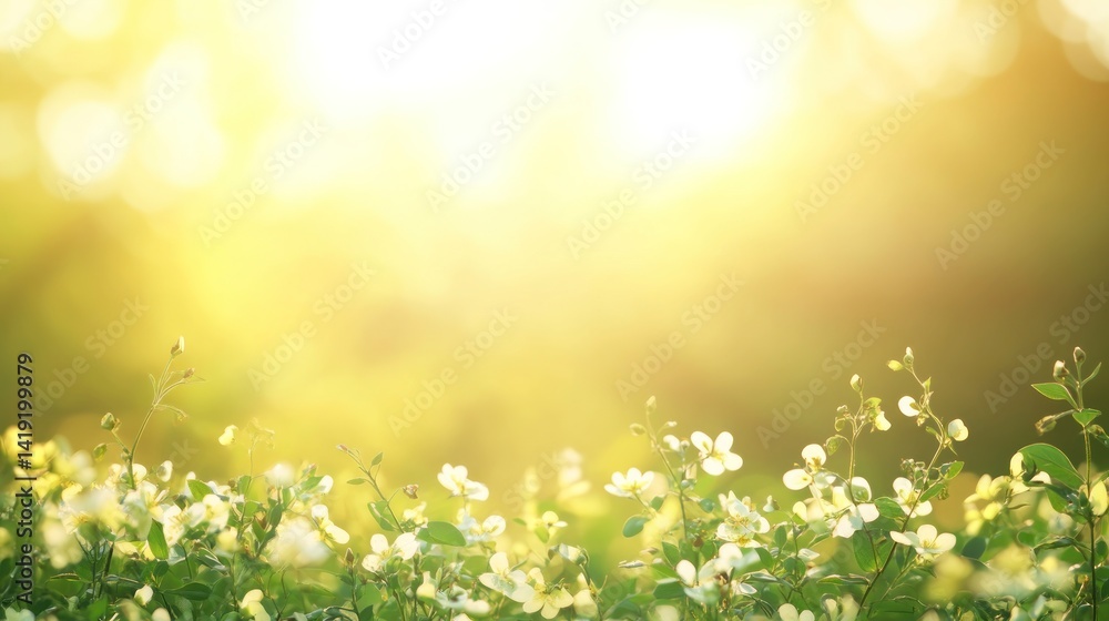 Fototapeta premium Soft sunlight filtering through blooming flowers
