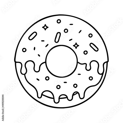 doughnut with edible gold icon, doughnut with edible gold line art - simple line art of doughnut with edible gold, perfect for doughnut with edible gold logos and icons