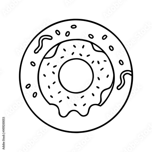 doughnut with fruit topping icon, doughnut with fruit topping line art - simple line art of doughnut with fruit topping, perfect for doughnut with fruit topping logos and icons
