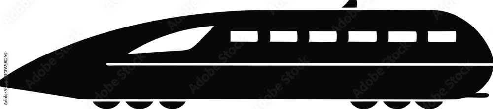 High speed train silhouette,Bullet train flat vector illustration High speed train silhouette,Bullet train flat vector illustration