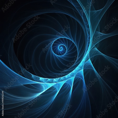 Blue Fractal Spiral with Radiant Light Energy Pattern