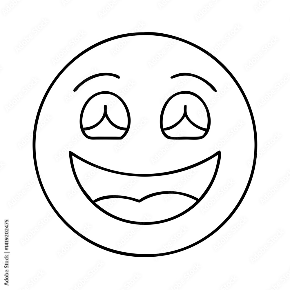 Fototapeta premium emoji with a big grin icon, emoji with a big grin line art - simple line art of emoji with a big grin, perfect for emoji with a big grin logos and icons