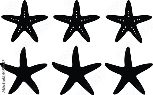 starfish silhouette set,sea fish silhouette bundle