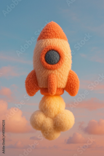 Fluffy rocket in the sky