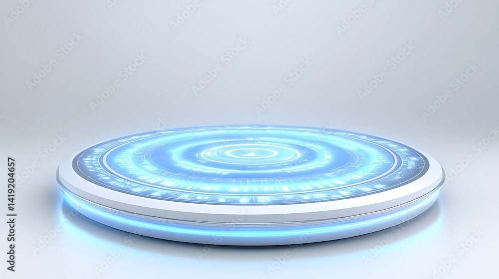 Obraz premium Futuristic Circular Platform with Glowing Interface