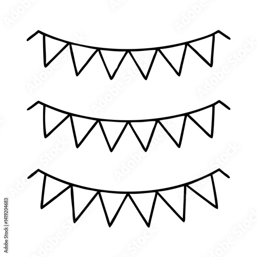 flag bunting decorations icon, flag bunting decorations line art - simple line art of flag bunting decorations, perfect for flag bunting decorations logos and icons