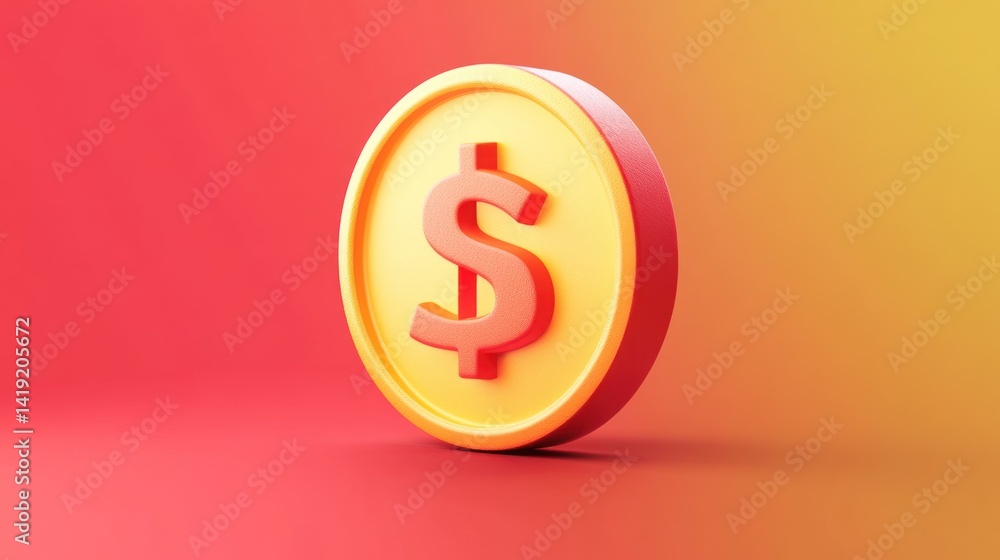 3D rendered gold coin with dollar sign 3D rendered gold coin with dollar sign