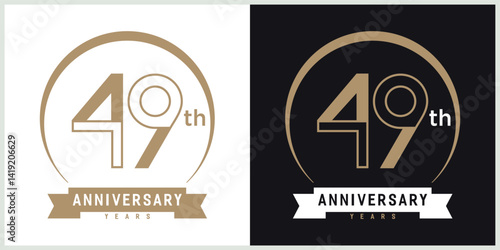 anniversary 49th logotype vector with brown and white color for special celebration day