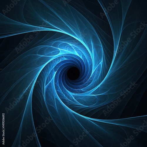 Blue Fractal Spiral with Radiant Light Energy Pattern