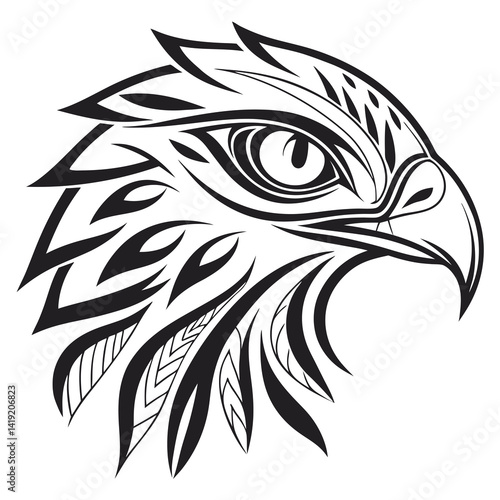 Wallpaper Mural a minimalist black and white vector style illustration of bald eagle head Torontodigital.ca