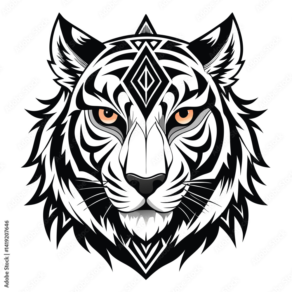 Fototapeta premium a striking black and white vector design of a tiger