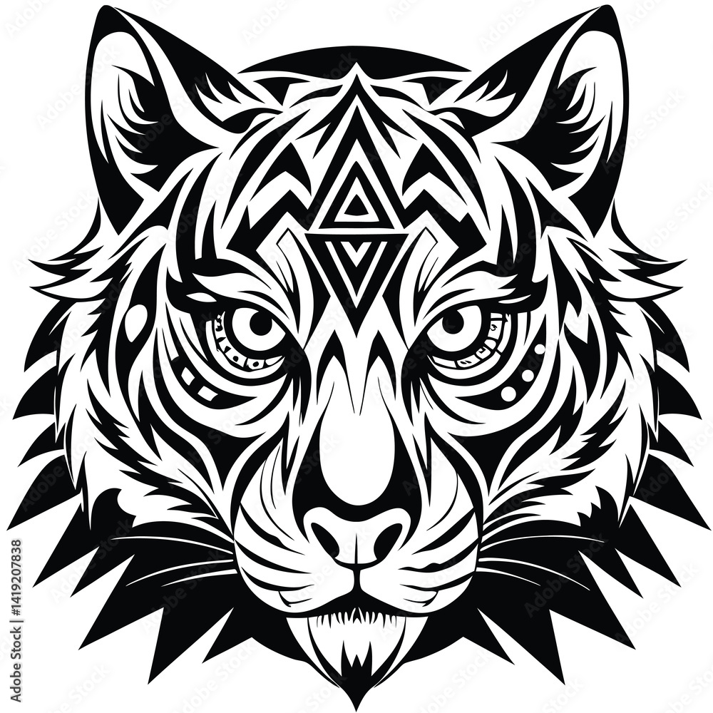 Fototapeta premium a striking black and white vector design of a tiger