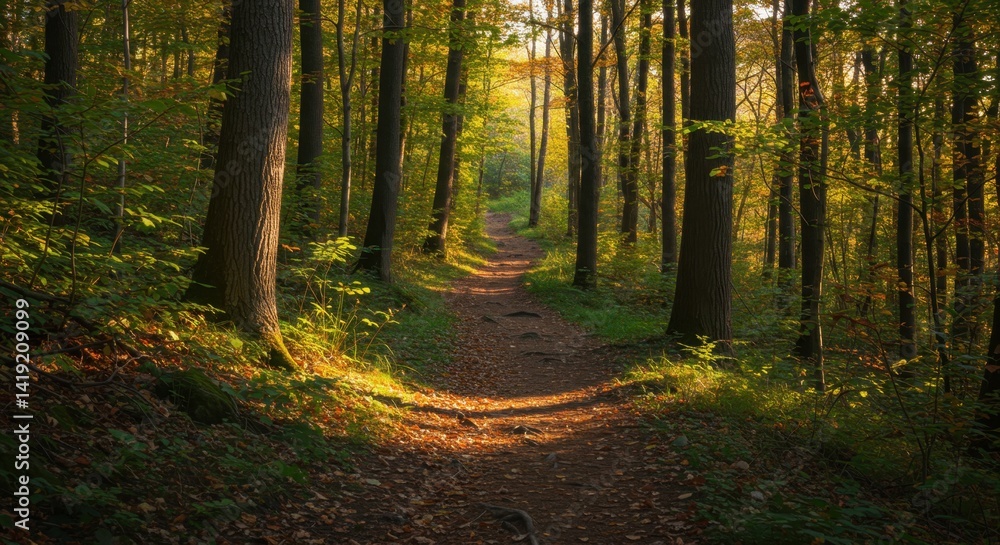 Sunlit Autumn Forest Path Sunlit Autumn Forest Path