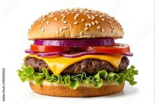 Wallpaper Mural Cheeseburger with Juicy Beef Patty, Melted Cheddar Cheese, and Crisp Lettuce on a Sesame Seed Bun Torontodigital.ca