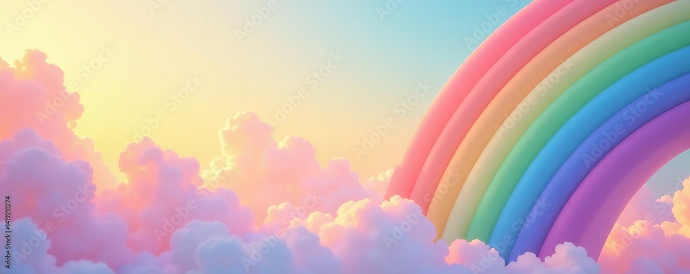 Vibrant rainbow stripes blending into a pastel sky backdrop, background, illustration, rainbow Vibrant rainbow stripes blending into a pastel sky backdrop, background, illustration, rainbow