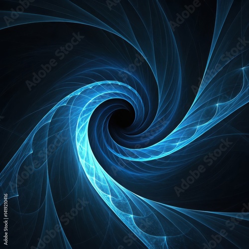 Blue Fractal Spiral with Radiant Light Energy Pattern
