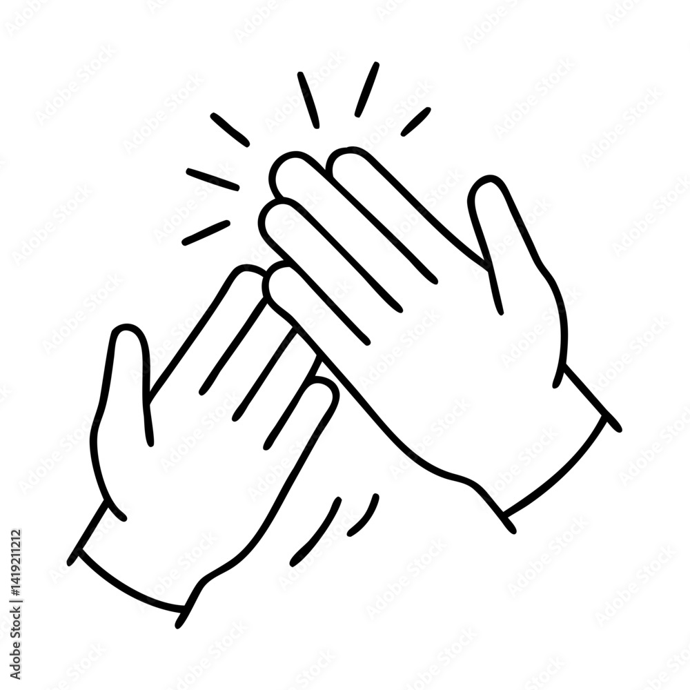 Fototapeta premium hand clapping icon, hand clapping line art - simple line art of hand clapping, perfect for hand clapping logos and icons