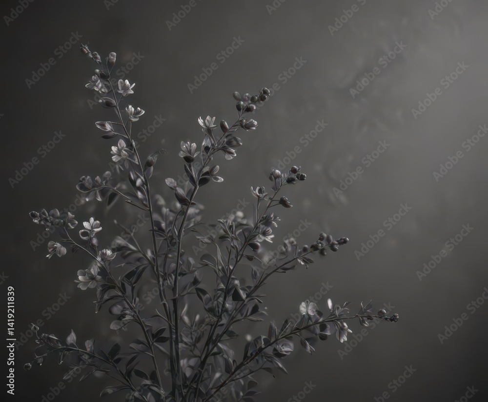 Subtle charcoal floral sprigs on a seamless backdrop , contemporary, background Subtle charcoal floral sprigs on a seamless backdrop , contemporary, background