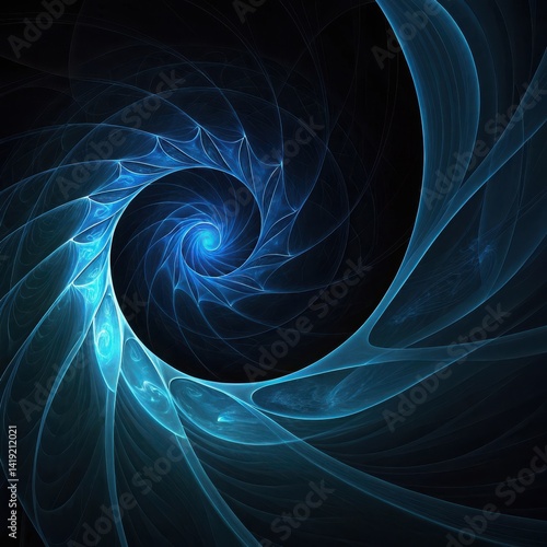 Blue Fractal Spiral with Radiant Light Energy Pattern