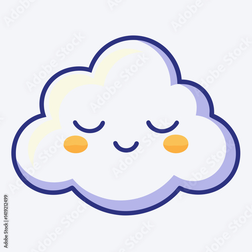 A cartoon cloud with closed eyes, appearing peaceful and content, floating against a blue sky background.