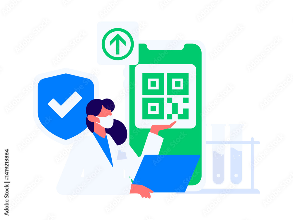 Fototapeta premium Medical characters fighting the epidemic flat vector concept operation hand drawn illustration 