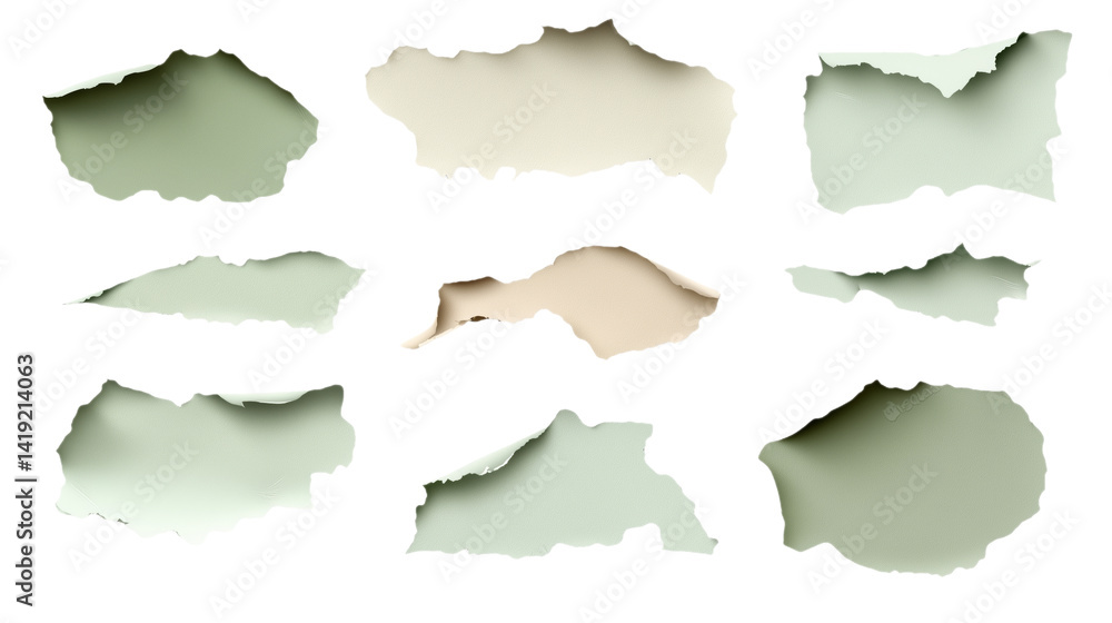 Obraz premium Collection of Torn Paper Elements with Detailed Texture and Transparent Background for Creative Design