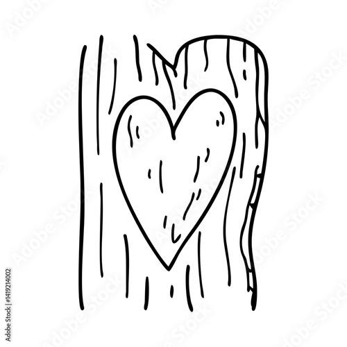 heart carved in tree bark icon, heart carved in tree bark line art - simple line art of heart carved in tree bark, perfect for heart carved in tree bark logos and icons