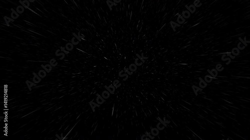 Gentle rain falls against a black background, captured with a soft long exposure effect, creating fine, delicate white streaks that evoke calm and quiet night weather.